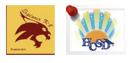 Explorer k-8 and HCSD school logos